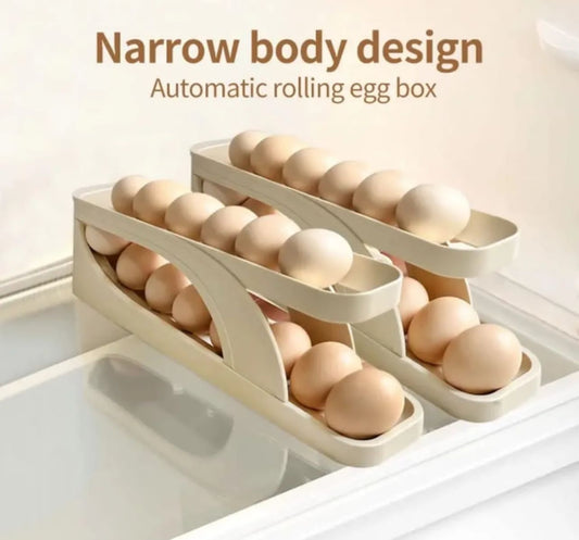 2 Tier Egg Organizer Automatic Scrolling Egg Rack Double Layer Egg Storage Tray