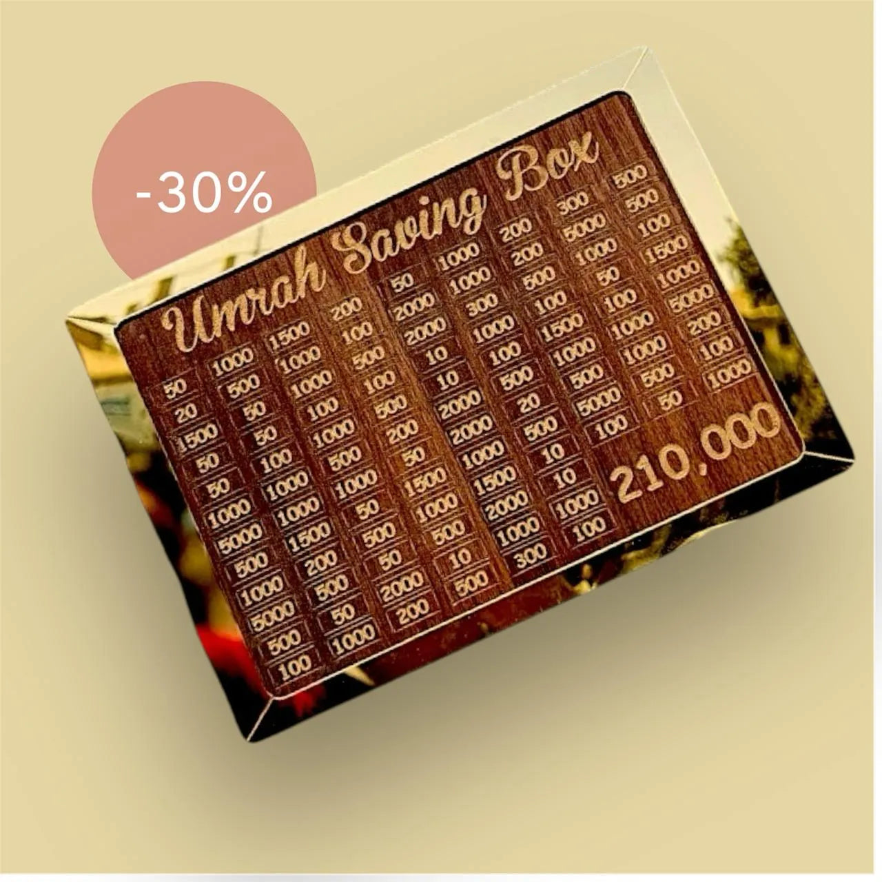 Umrah Savings Box 280 Days Wooden Money Saving Jar for Hajj Umrah Islamic Halal Savings Plan Daily Pilgrimage Tracker Gift for Muslims Eid Ramadan Savings Box