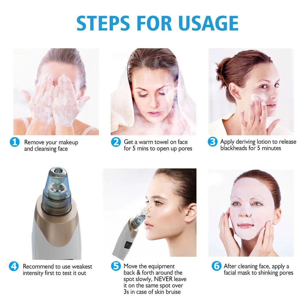 Upgraded Blackhead Remover Vacuum Facial Pore Cleaner Electric Acne Comedone Whitehead Extractor Tool 5 Probes For Women And Men