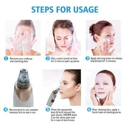 Upgraded Blackhead Remover Vacuum Facial Pore Cleaner Electric Acne Comedone Whitehead Extractor Tool 5 Probes For Women And Men